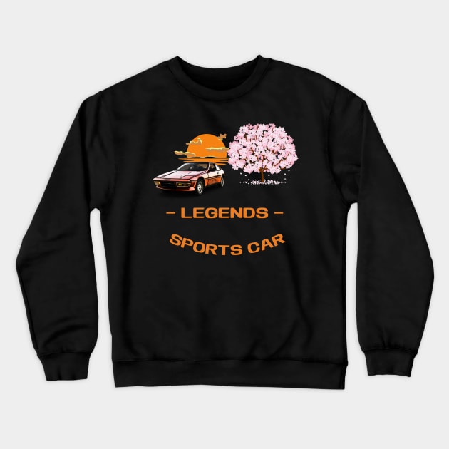 LEGENDS SPORTS CAR LOVER VINTAGE SUNSET SAKURA BLOSSOM TREE Crewneck Sweatshirt by Hohohaxi